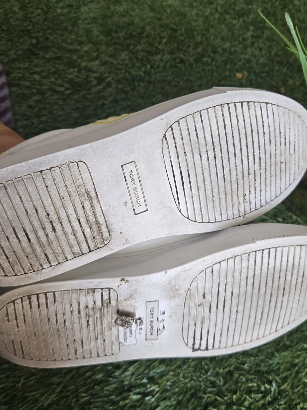 Tory Burch White Sneakers with Yellow Accents